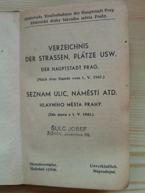 Seznam ulic, náměstí atd. hlavního města Prahy (dle stavu z 1. V.1941)