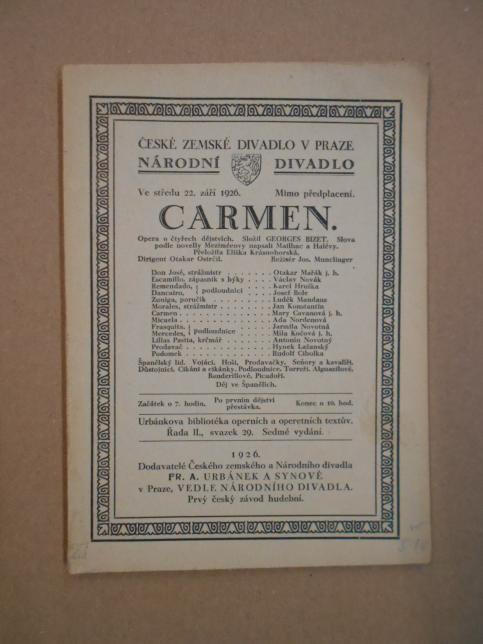 Program k opeře Carmen