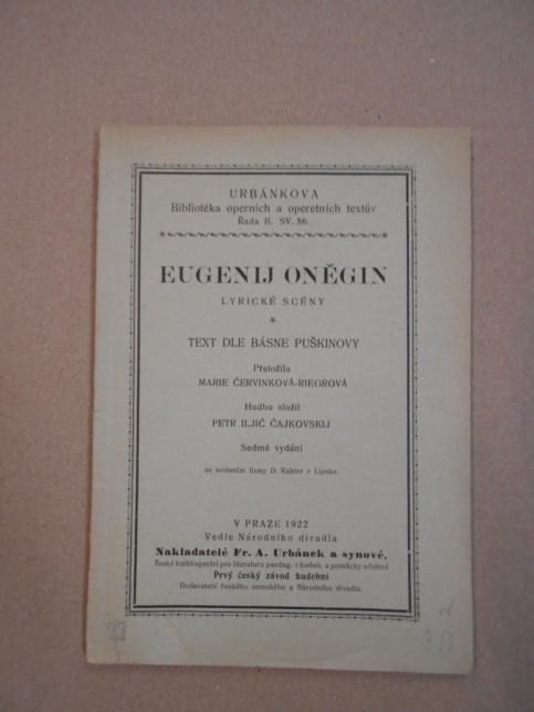 Program k opeře Eugenij Oněgin